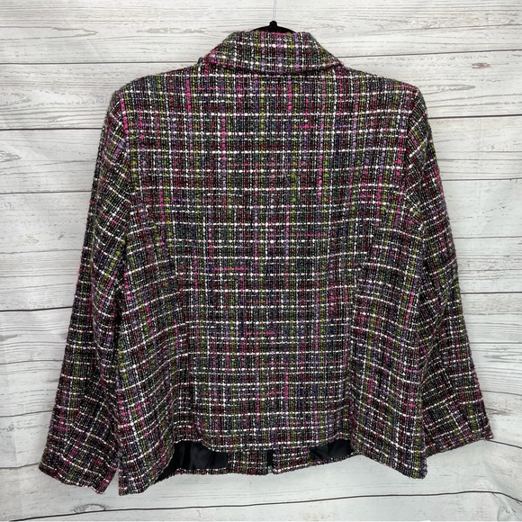 ๐ CJ Banks Tweed Blazer Zip Up Christopher & Banks Jacket Coat Sz X - Picture 2 of 6